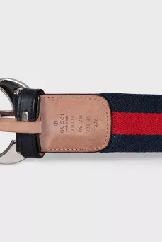 Men's striped belt with silver buckle