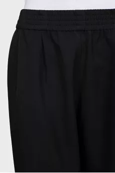 Tapered-fit wool trousers with elastic waistband