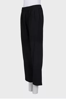 Tapered-fit wool trousers with elastic waistband
