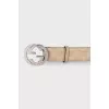 Men's leather belt with a signature print