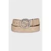 Men's leather belt with a signature print