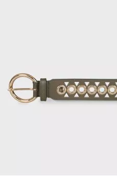 Leather belt decorated with eyelets