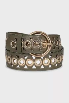 Leather belt decorated with eyelets