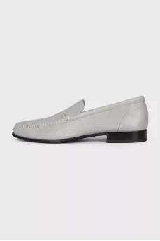 Men's gray leather loafers