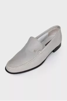 Men's gray leather loafers