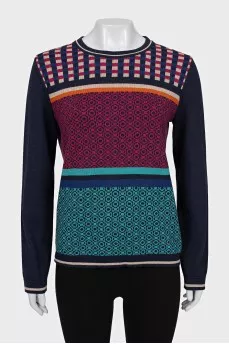 Geometric print wool jumper