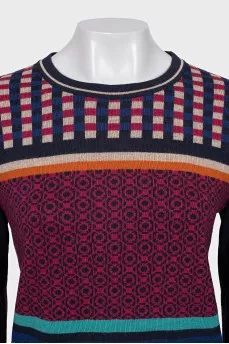 Geometric print wool jumper