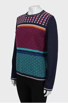 Geometric print wool jumper