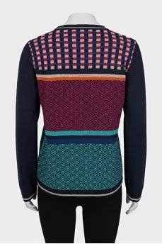 Geometric print wool jumper