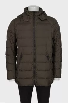 Men's jacket with a hood and buttons