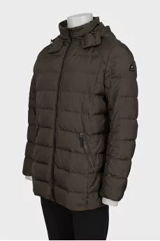 Men's jacket with a hood and buttons