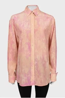 Loose-fitting shirt with a floral print