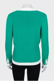 Green button-down cardigan with tag