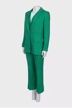 Green linen suit