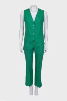 Green linen suit