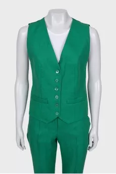 Green linen suit