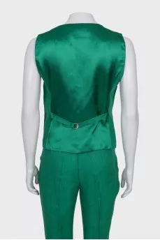 Green linen suit