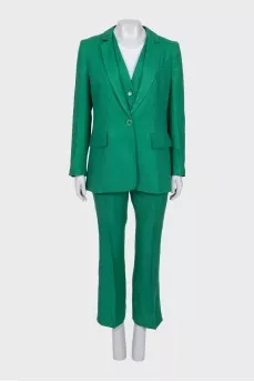 Green linen suit