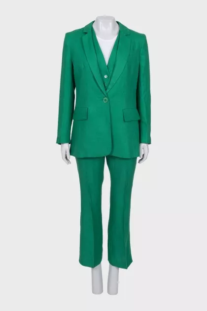 Green linen suit