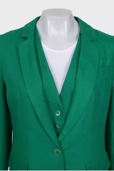 Green linen suit