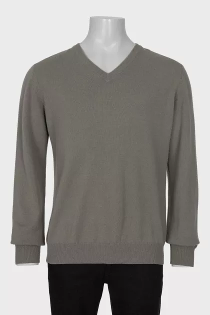 Men's green cashmere pullover