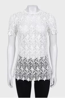 Openwork blouse with short sleeves