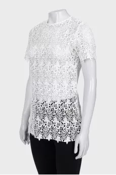 Openwork blouse with short sleeves