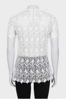 Openwork blouse with short sleeves