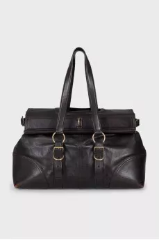 Brown bag with gold hardware