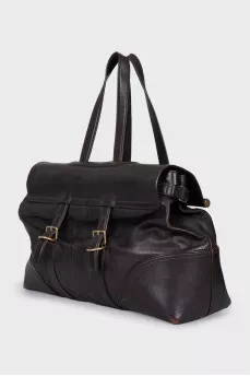 Brown bag with gold hardware