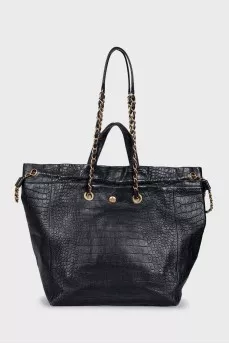 Black tote bag with double handles