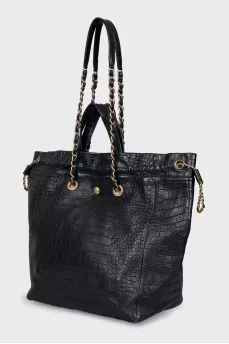 Black tote bag with double handles