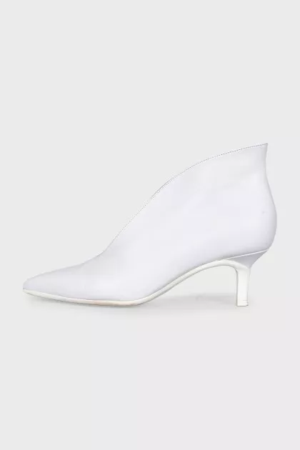 Open white ankle boots