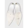 Open white ankle boots