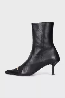 Black leather ankle boots with heels