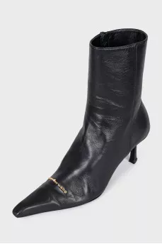 Black leather ankle boots with heels