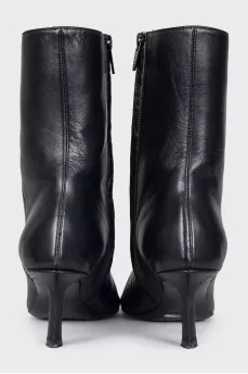 Black leather ankle boots with heels