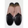 Leather ankle boots with gold heels