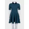 Green dress with a velvet collar
