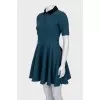 Green dress with a velvet collar