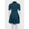 Green dress with a velvet collar