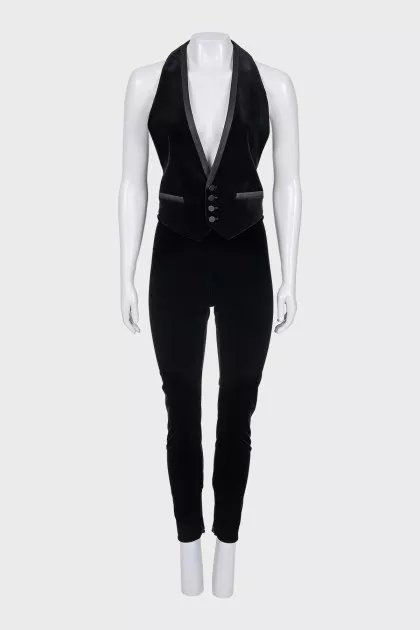 Velvet suit with a vest