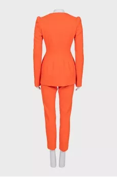 Orange jacket and trousers suit with tag
