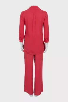 Red silk suit