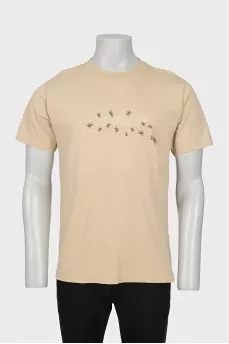 Men's beige printed t-shirt