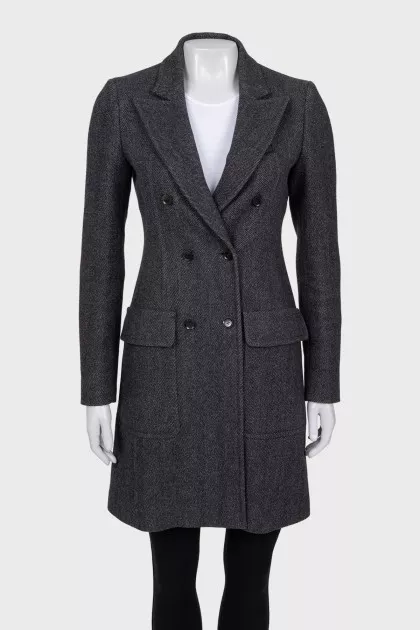 Double-breasted gray coat