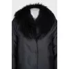 Straight-cut down jacket with a fur collar