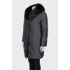 Straight-cut down jacket with a fur collar