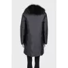 Straight-cut down jacket with a fur collar