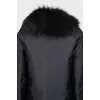 Straight-cut down jacket with a fur collar